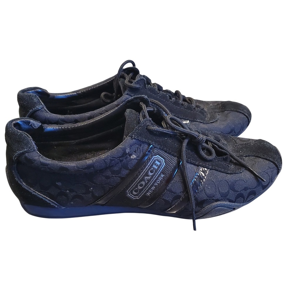 Coach Remonna Black Signature Monogram Jacquard Suede Sneakers A1946 Womens 9M